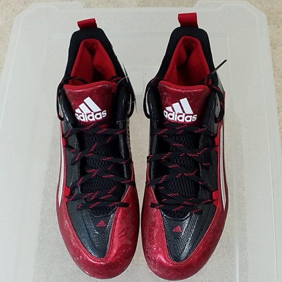 ADIDAS~Men's Sz 9-13~Red/Black Football Shoes NEW - Picture 4 of 5